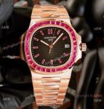 Super Clone Swiss Patek Philippe Nautilus Limited New 5711 Watch Cal.324 Pink Diamond Black Texture Dial